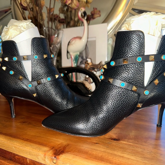 Valentino rockstud turquoise black bootie boot size 38 - Picture 4 of 15